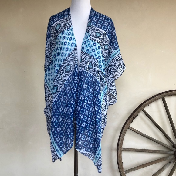 SWIM SUIT BEACH COVER-UP KIMONO Lt Weight Summer Boho One Size New! Super Cute!! - Picture 7 of 8